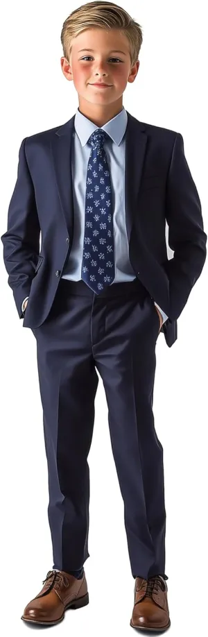 Haggar Boys' 4-Piece Suit, Dress Shirt & Tie Set