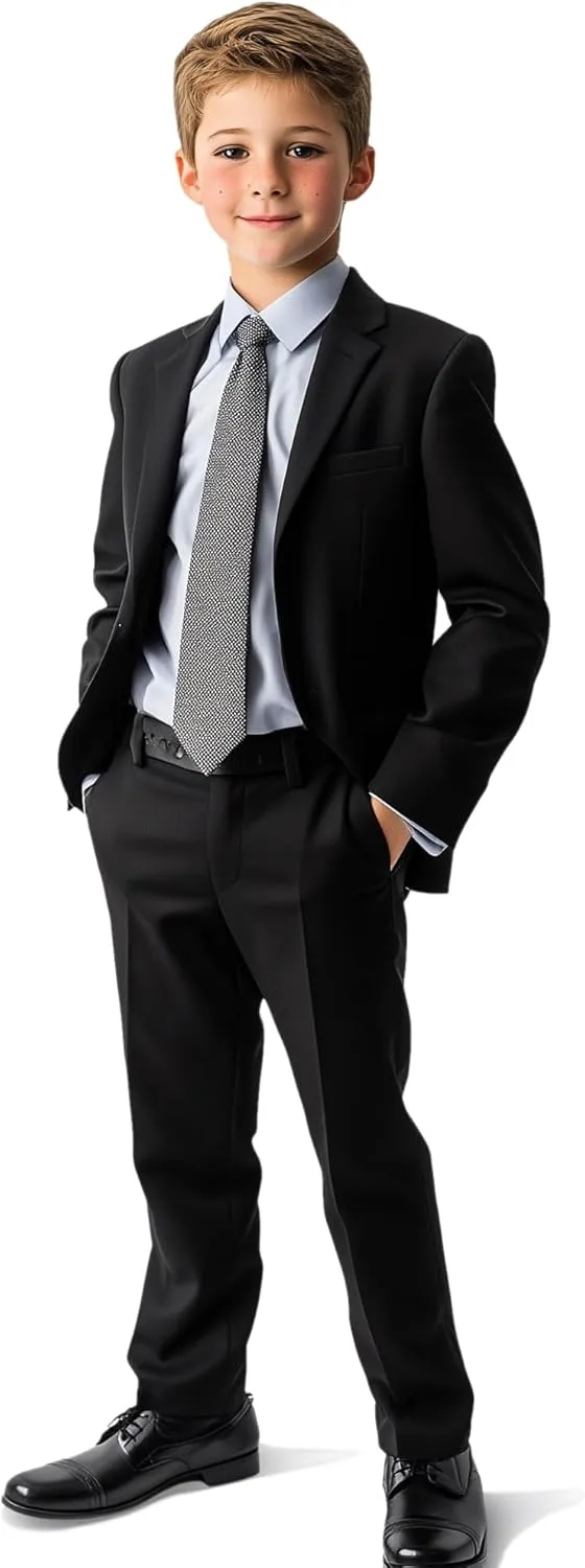 Haggar Boys' 4-Piece Suit, Dress Shirt & Tie Set