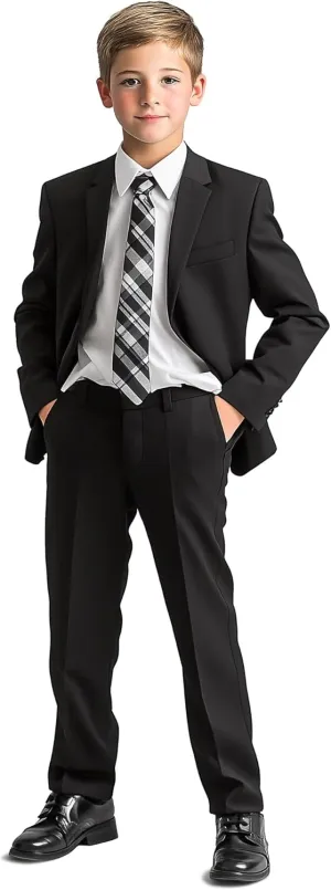 Haggar Boys' 4-Piece Suit, Dress Shirt & Tie Set