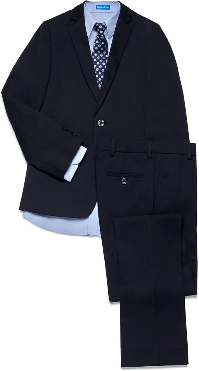 Haggar Boys' 4-Piece Suit, Dress Shirt & Tie Set