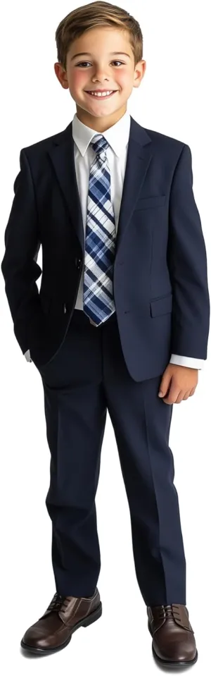 Haggar Boys' 4-Piece Suit, Dress Shirt & Tie Set