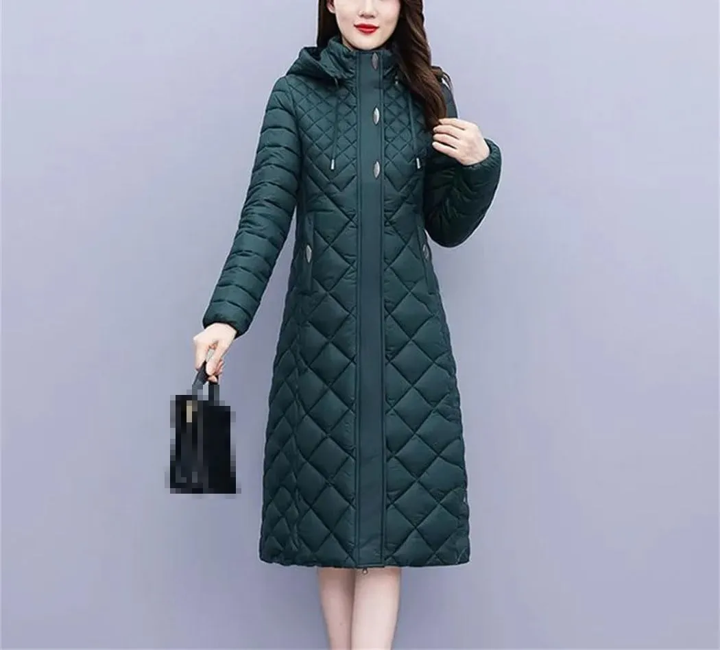 Haitpant Women Cotton-Padded Light Down Coat Autumn Winter Long Jacket Female Detachable Hooded Parker Overcoat