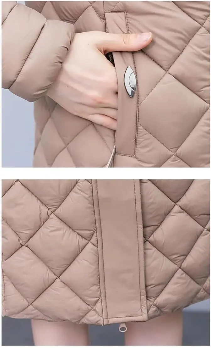 Haitpant Women Cotton-Padded Light Down Coat Autumn Winter Long Jacket Female Detachable Hooded Parker Overcoat
