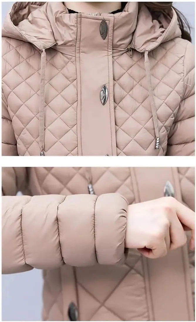 Haitpant Women Cotton-Padded Light Down Coat Autumn Winter Long Jacket Female Detachable Hooded Parker Overcoat