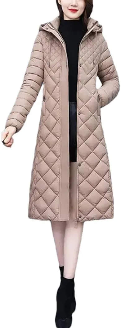 Haitpant Women Cotton-Padded Light Down Coat Autumn Winter Long Jacket Female Detachable Hooded Parker Overcoat