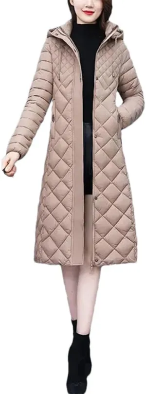 Haitpant Women Cotton-Padded Light Down Coat Autumn Winter Long Jacket Female Detachable Hooded Parker Overcoat