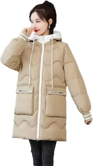 Haitpant Women Winter Down Padded Jacket Warm Thick Cotton Coat Korean Loose Hooded Parkas Outwear