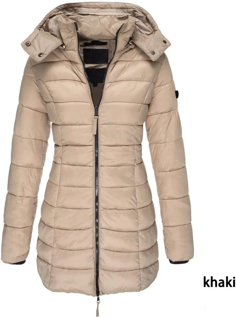 Haitpant Womens Winter Long Down Coat Thicken Warm Hooded Cotton Padded Puffer Jacket Overcoat