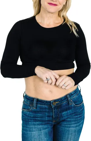 HALFTEE Crew Neck Long Sleeve Layering Tee | Crop Tops for Women & Teens | XS - 6X