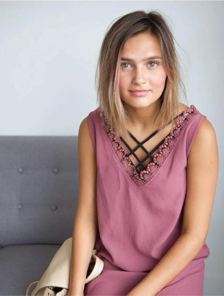HALFTEE Silky Elegant Criss Cross Tank Layering Tee | Crop Tops for Women & Teens | XS-3X |