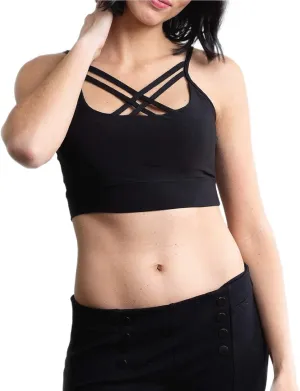 HALFTEE Silky Elegant Criss Cross Tank Layering Tee | Crop Tops for Women & Teens | XS-3X |