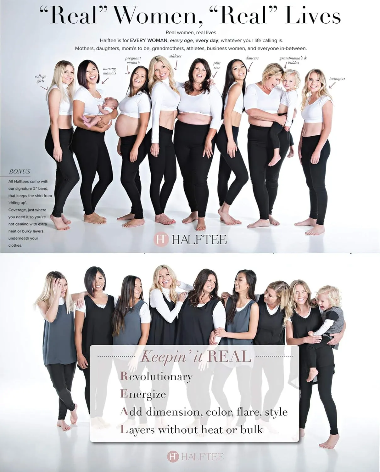 HALFTEE Silky Elegant Criss Cross Tank Layering Tee | Crop Tops for Women & Teens | XS-3X |