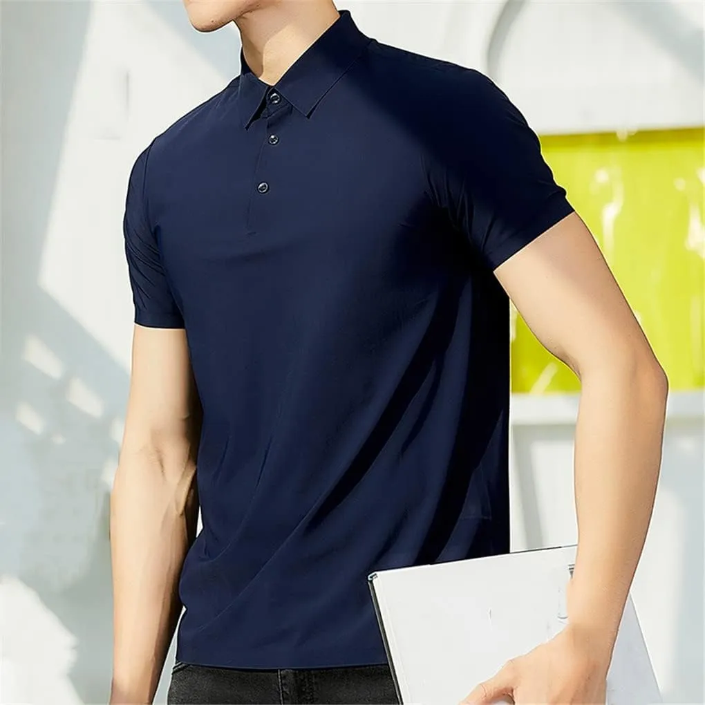 Hamthuit Men's Polo Shirt Business Solid Breathable Quick Dry Stretch Golf Tee Shirt Slim Fit Polo Shirt