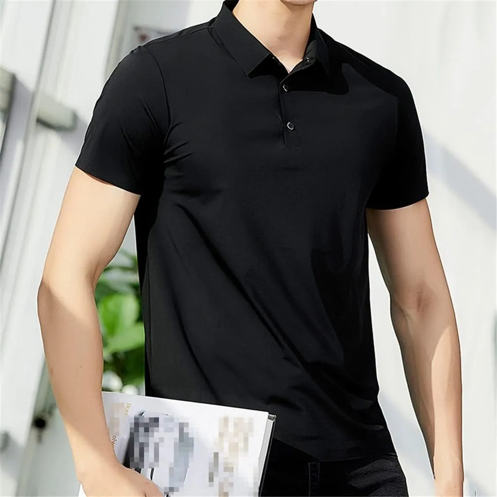 Hamthuit Men's Polo Shirt Business Solid Breathable Quick Dry Stretch Golf Tee Shirt Slim Fit Polo Shirt