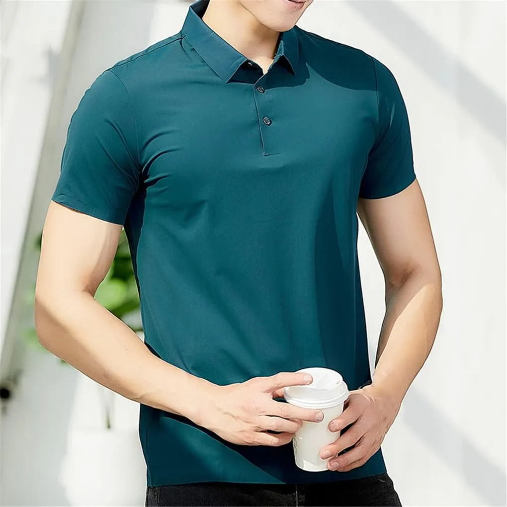 Hamthuit Men's Polo Shirt Business Solid Breathable Quick Dry Stretch Golf Tee Shirt Slim Fit Polo Shirt