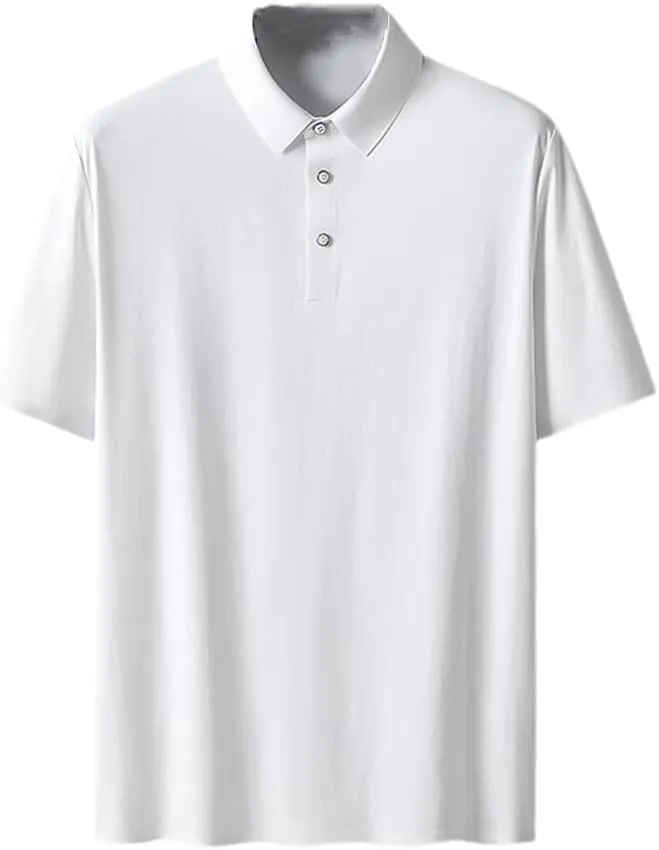 Hamthuit Men's Polo Shirt Business Solid Breathable Quick Dry Stretch Golf Tee Shirt Slim Fit Polo Shirt