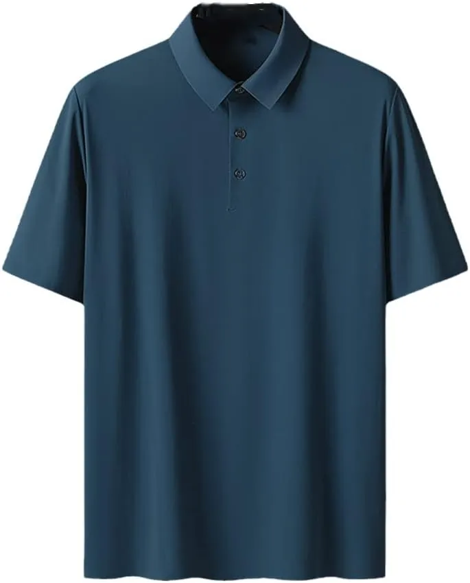Hamthuit Men's Polo Shirt Business Solid Breathable Quick Dry Stretch Golf Tee Shirt Slim Fit Polo Shirt