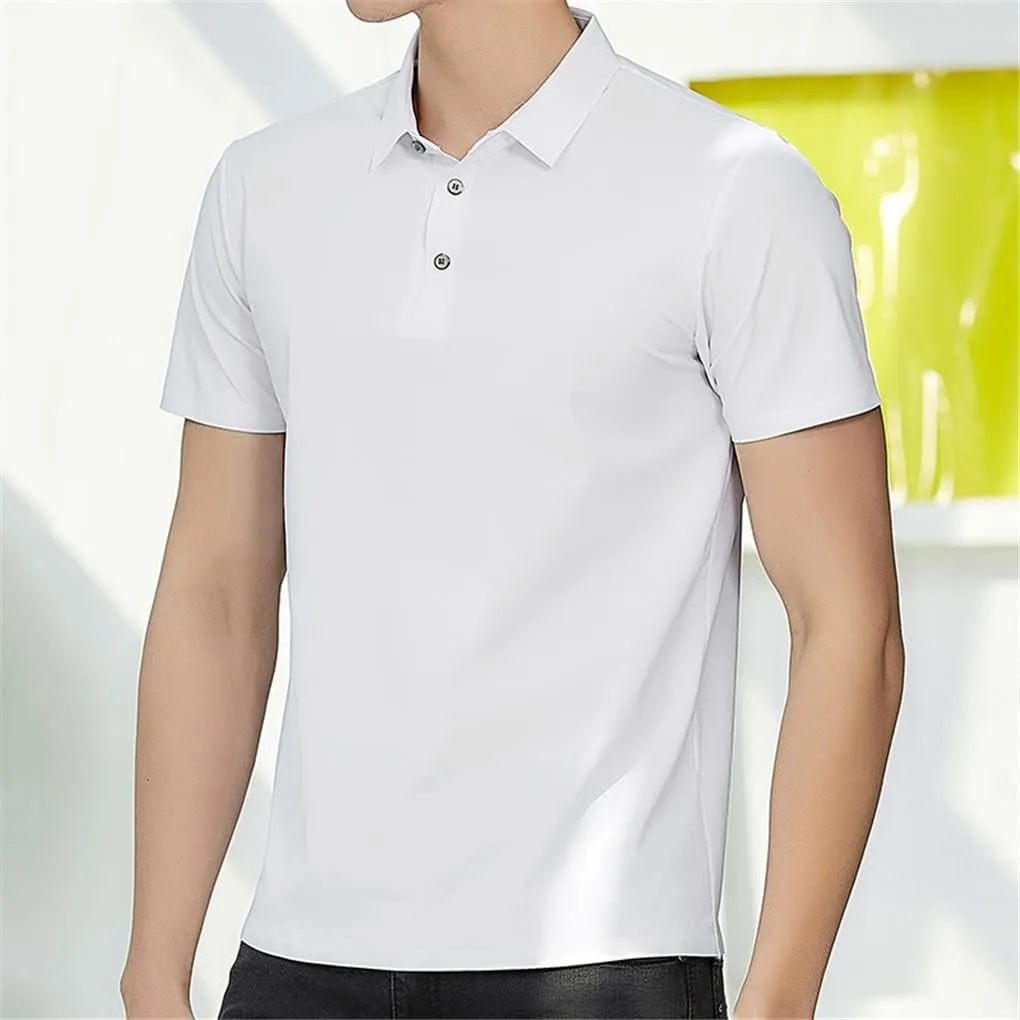Hamthuit Men's Polo Shirt Business Solid Breathable Quick Dry Stretch Golf Tee Shirt Slim Fit Polo Shirt
