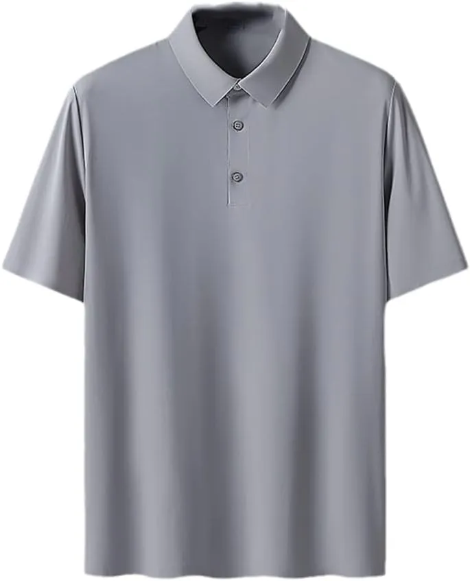 Hamthuit Men's Polo Shirt Business Solid Breathable Quick Dry Stretch Golf Tee Shirt Slim Fit Polo Shirt