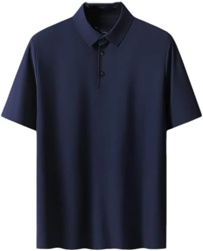 Hamthuit Men's Polo Shirt Business Solid Breathable Quick Dry Stretch Golf Tee Shirt Slim Fit Polo Shirt