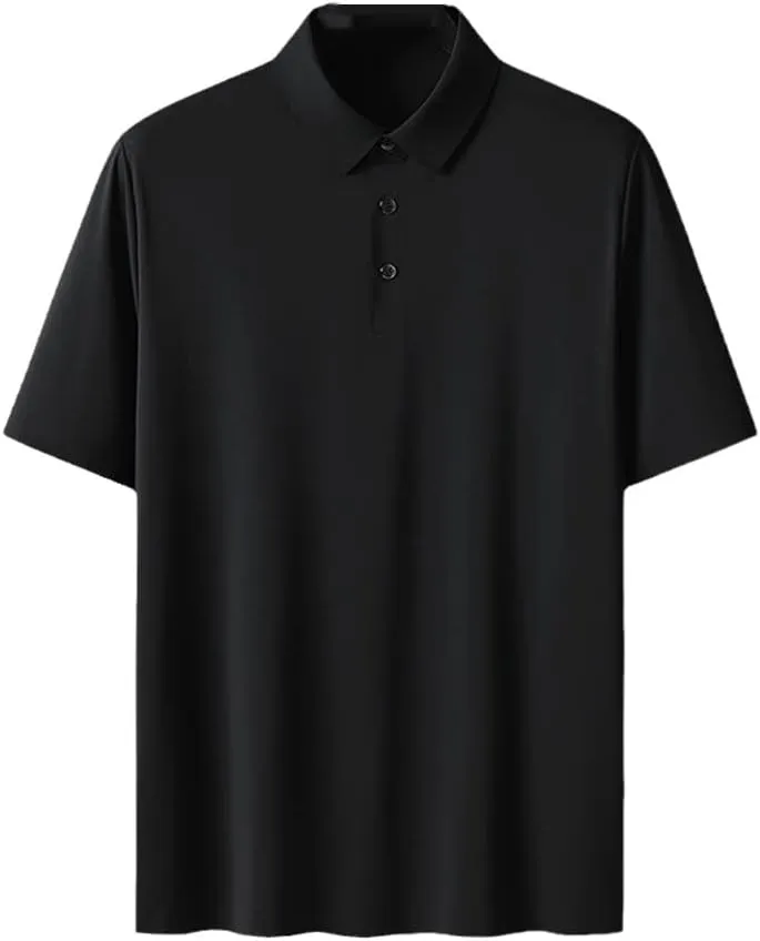 Hamthuit Men's Polo Shirt Business Solid Breathable Quick Dry Stretch Golf Tee Shirt Slim Fit Polo Shirt