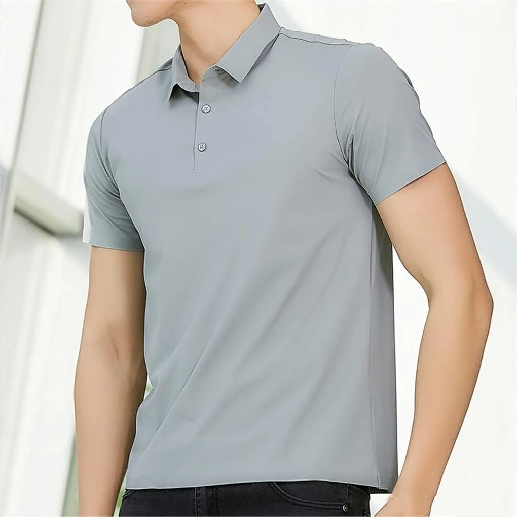 Hamthuit Men's Polo Shirt Business Solid Breathable Quick Dry Stretch Golf Tee Shirt Slim Fit Polo Shirt
