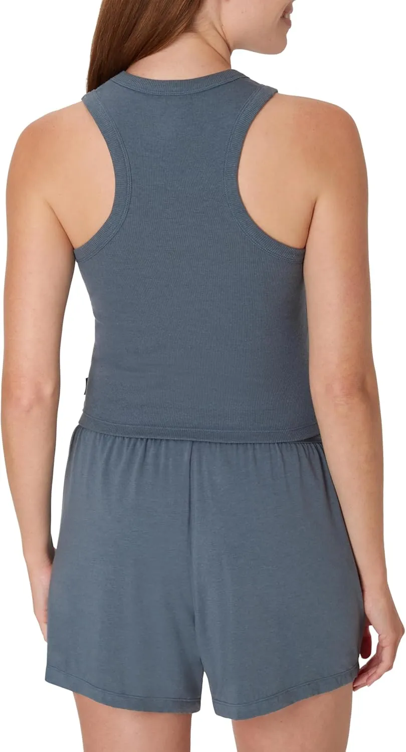 Hanes Women's Originals Racerback, 2-Pack, Comfywear Supersoft Rib Cropped Tank Top Loungewear Pack