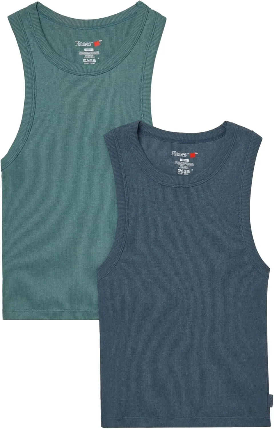 Hanes Women's Originals Racerback, 2-Pack, Comfywear Supersoft Rib Cropped Tank Top Loungewear Pack