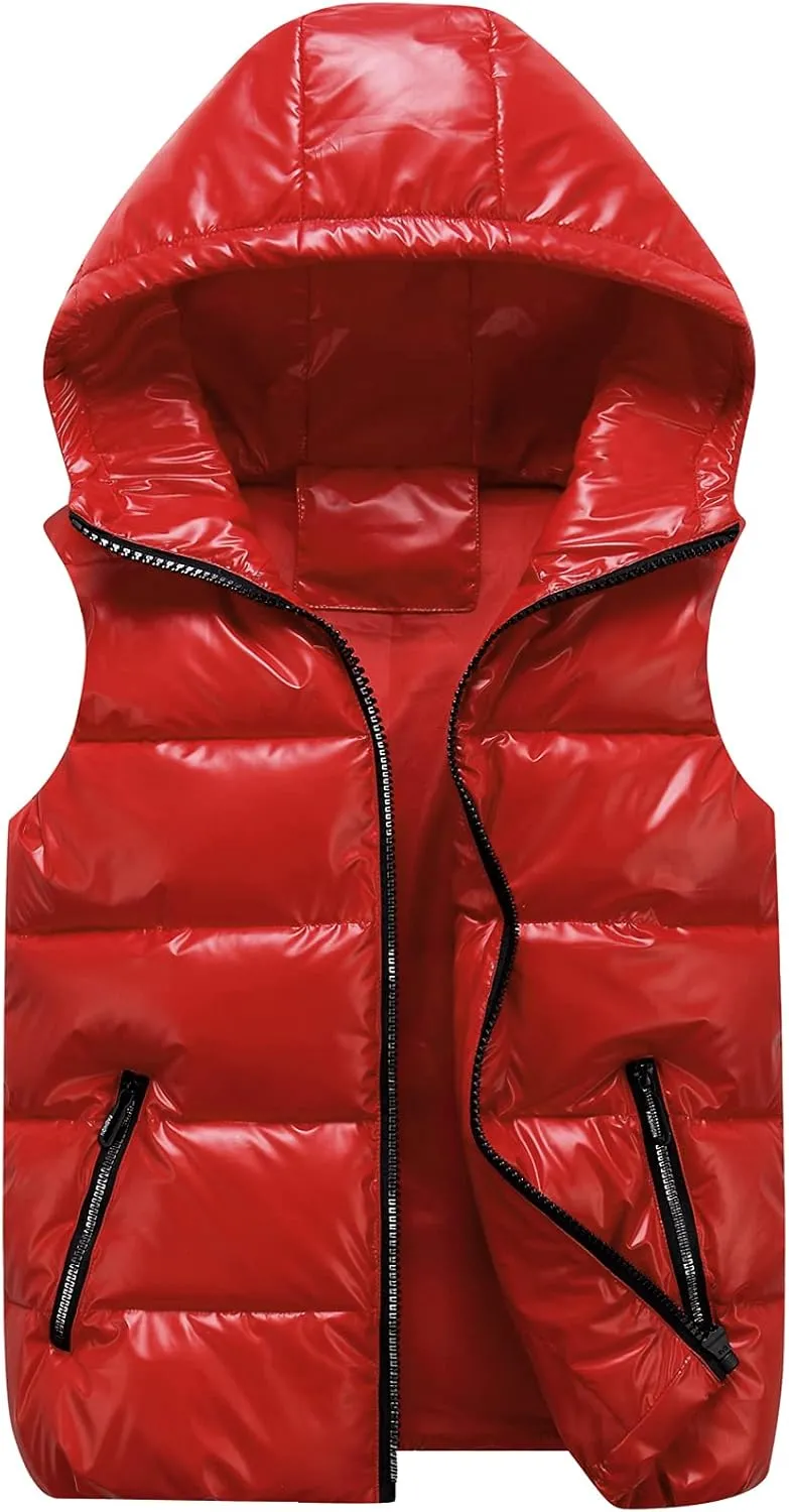 Happy Cherry Kids Winter Down Vest Hooded Vest Zip Windproof Padded Vest Jacket With Pockets