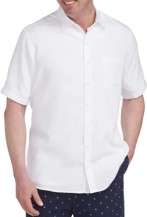 Harbor Bay by DXL Men's Big and Tall Microfiber Comfort Grid Sport Shirt Bright White 4XLT