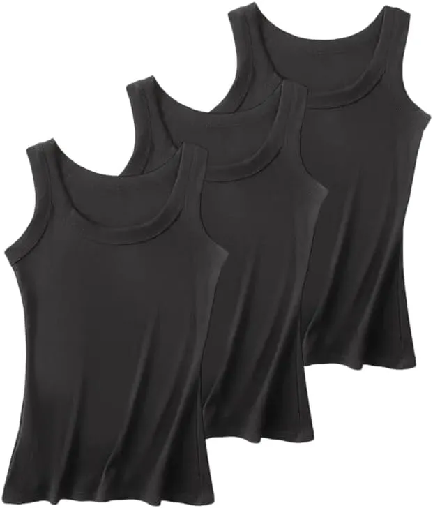 hathne Womens Sleeveless Ribbed Fitted Basic Tank Top Vest Summer High Neck Tops Racerback Camisole
