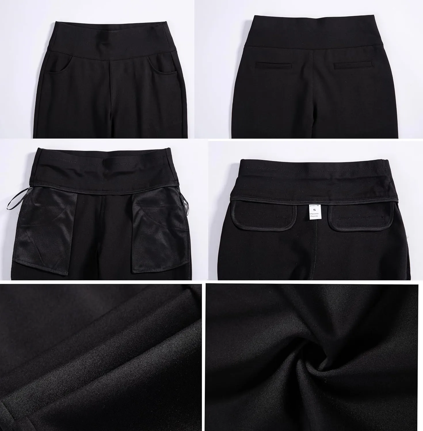heipeiwa Women's Dress Pants Skinny High Waist Pull on Pants with Pockets Comfort Stretch Slim Fit Work Pants