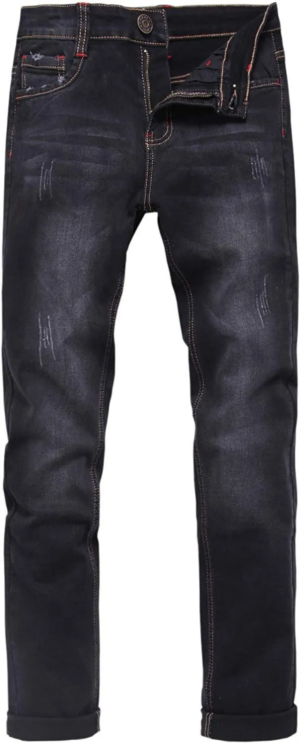 HENGAO Men's Regular Fit Straight Leg Jeans Slim Fit Skinny Stretch Comfort Denim Pants