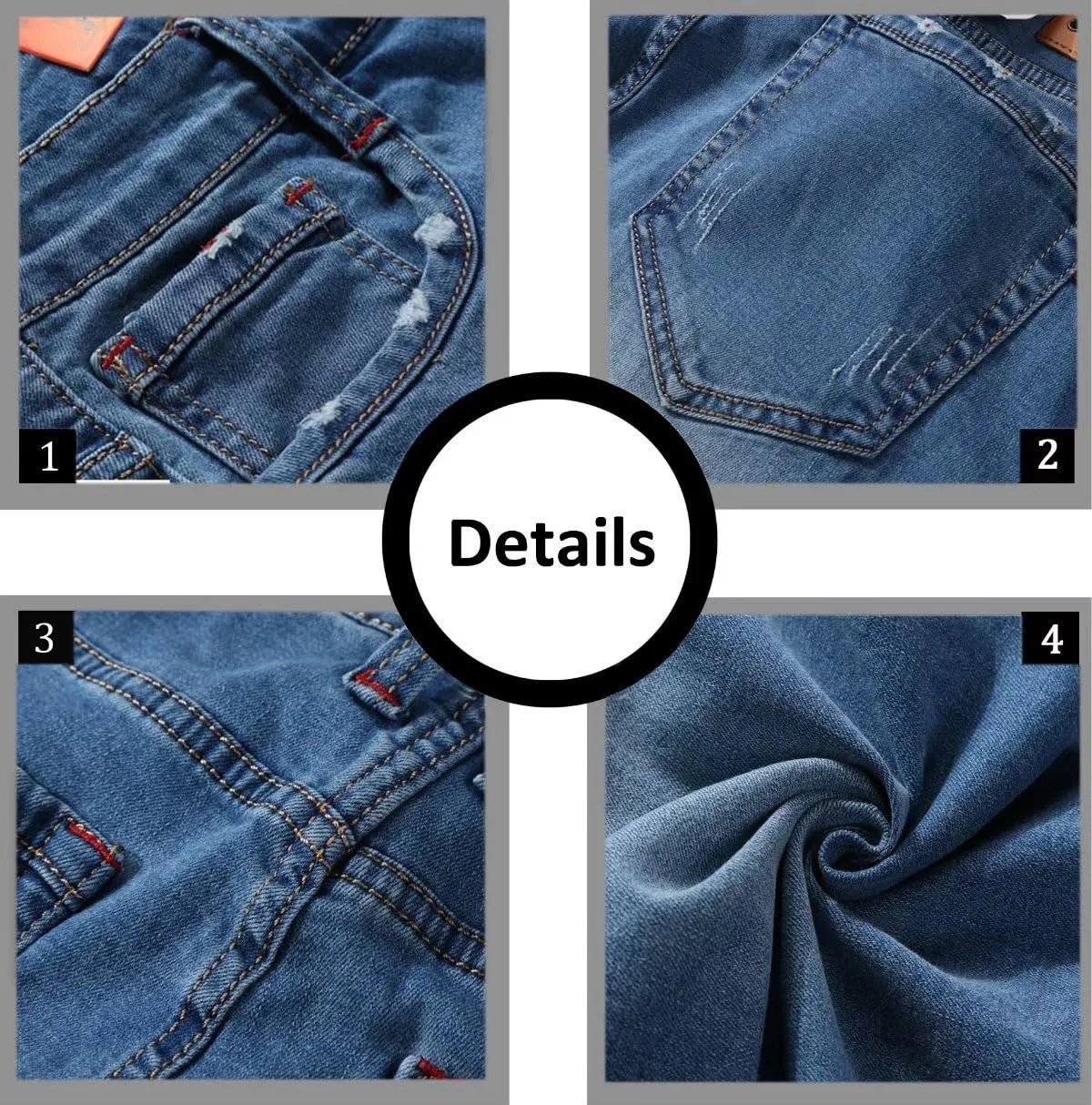HENGAO Men's Regular Fit Straight Leg Jeans Slim Fit Skinny Stretch Comfort Denim Pants