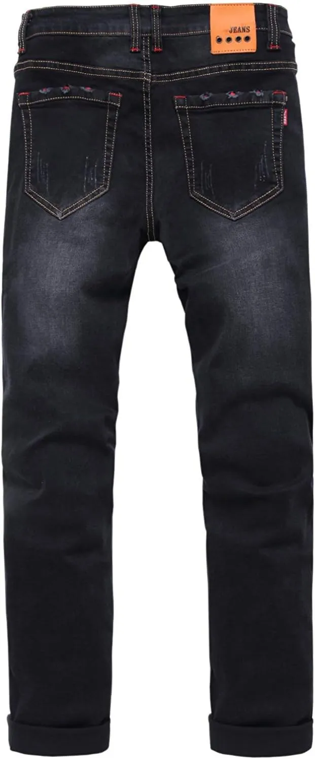 HENGAO Men's Regular Fit Straight Leg Jeans Slim Fit Skinny Stretch Comfort Denim Pants