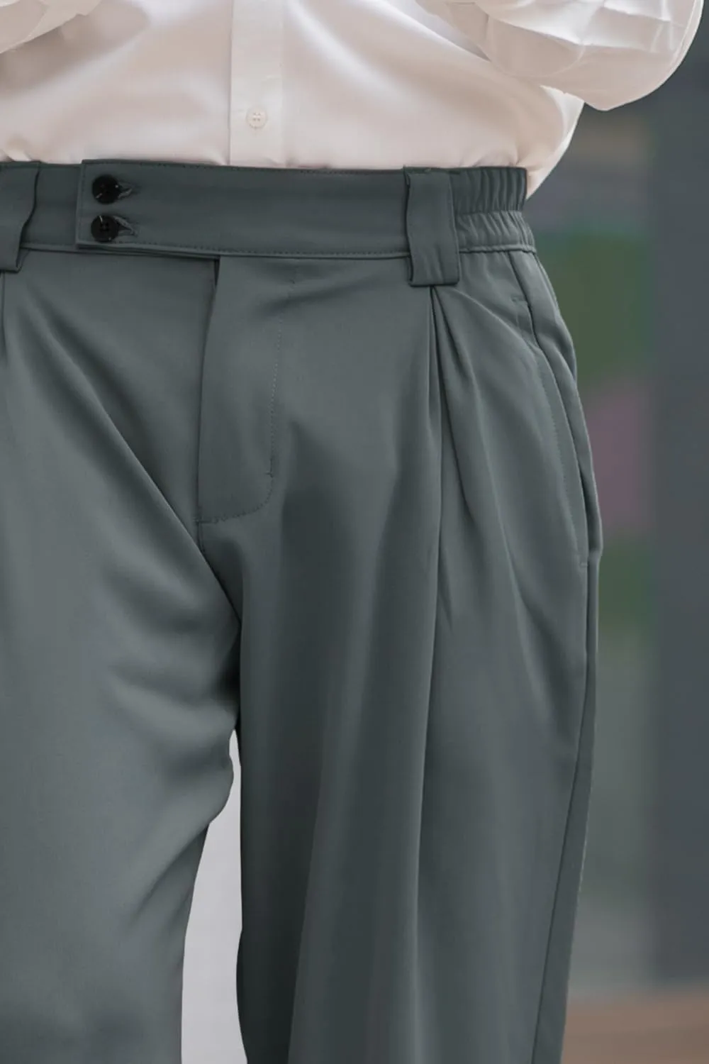 Heyfanee Men's Casual Dress Pants Elastic Waist Loose Fit Straight Leg Trousers for Men