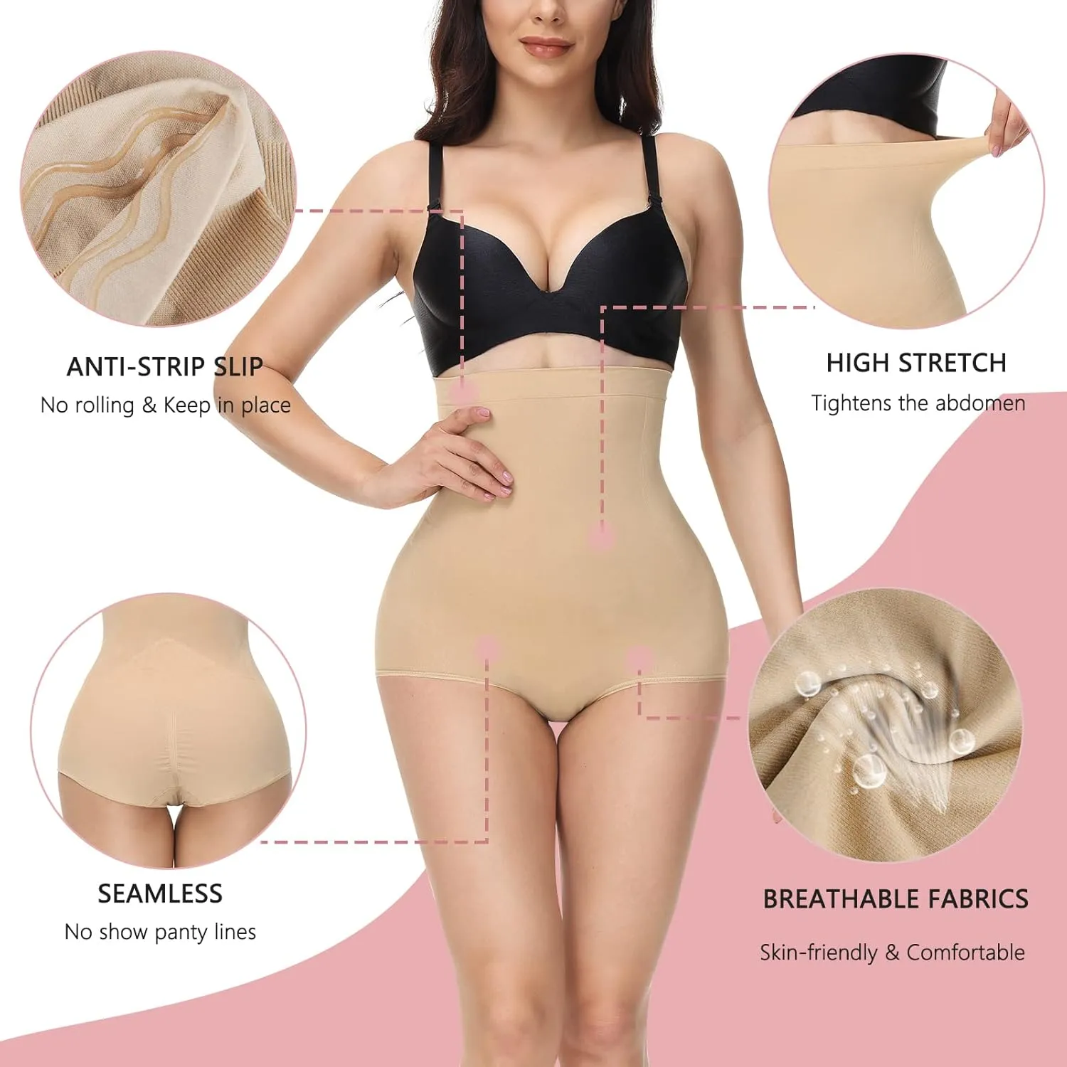 High Waisted Shapewear for Women Tummy Control Panty Underwear Seamless Comfort Slimming Briefs