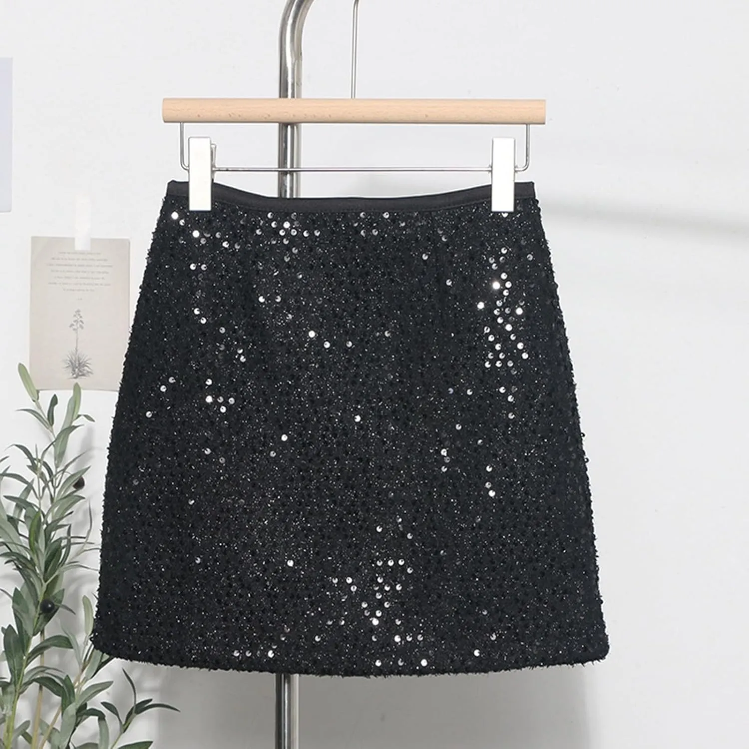 High Waisted Slimming Vibe Sequin Skirt Slip A Line Hip Wrap Skirt Denim Skirts and Dresses