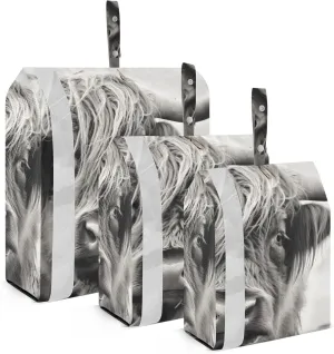 Highland Cow Compression Packing Cubes, 3pcs Compressible Expandable Travel Packing Organizer, Travel Cubes for Suitcase Carry On