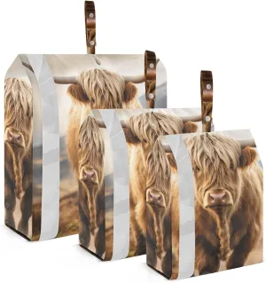 Highland Cow Compression Packing Cubes, 3pcs Compressible Expandable Travel Packing Organizer, Travel Cubes for Suitcase Carry On