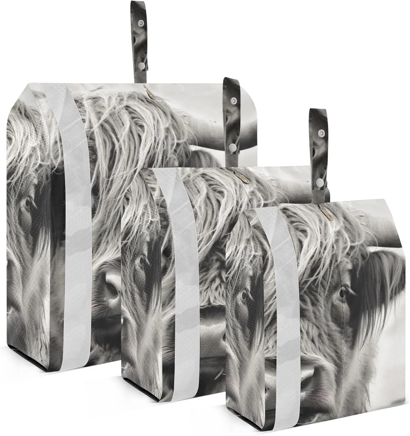 Highland Cow Compression Packing Cubes, 3pcs Compressible Expandable Travel Packing Organizer, Travel Cubes for Suitcase Carry On