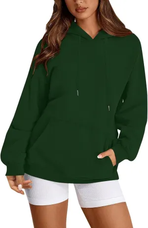 Hoodies for Women Drawstring Lightweight Fleece Oversized Sweatshirt Drop Shoulder Baggy Trendy Y2K Hoodie w/Pockets