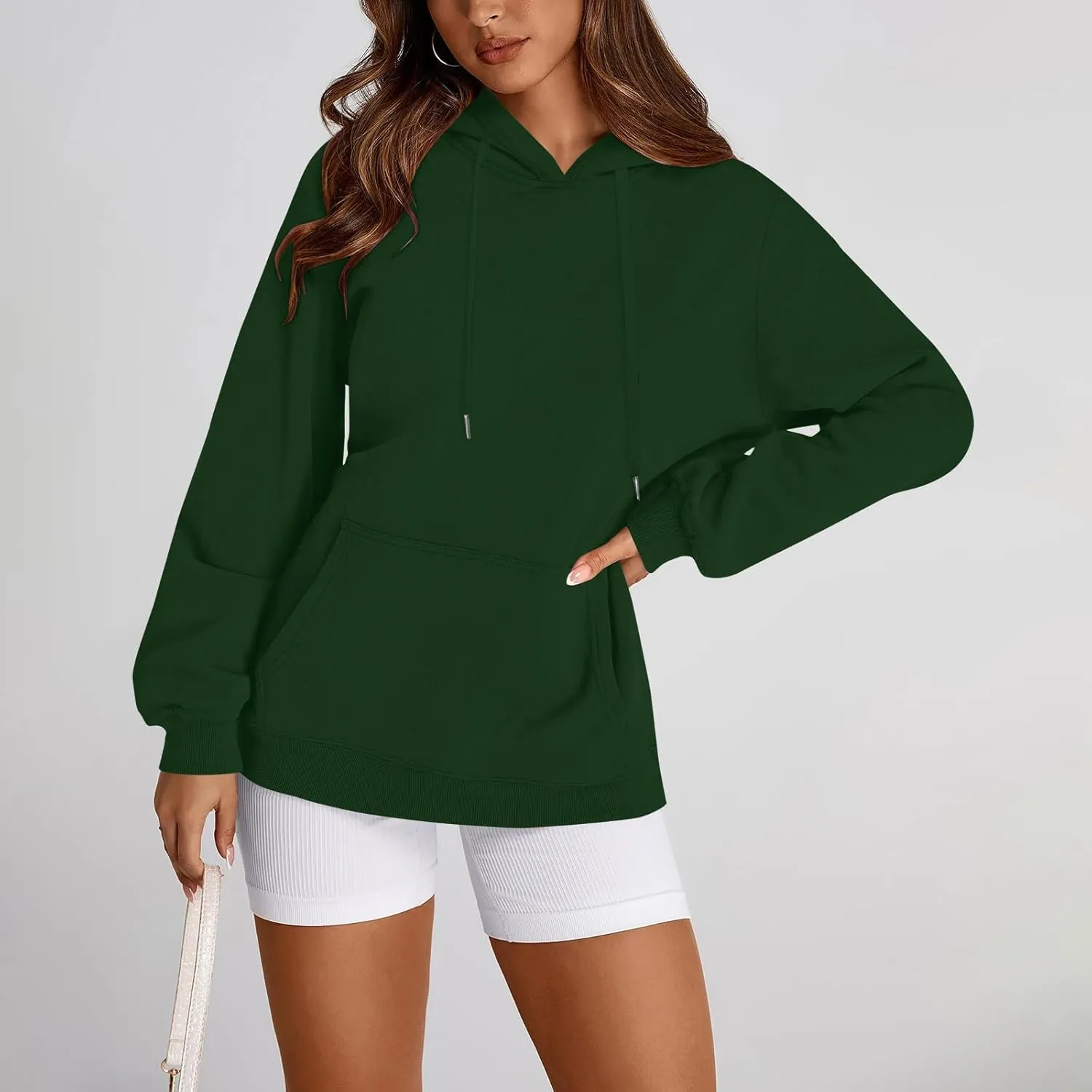 Hoodies for Women Drawstring Lightweight Fleece Oversized Sweatshirt Drop Shoulder Baggy Trendy Y2K Hoodie w/Pockets