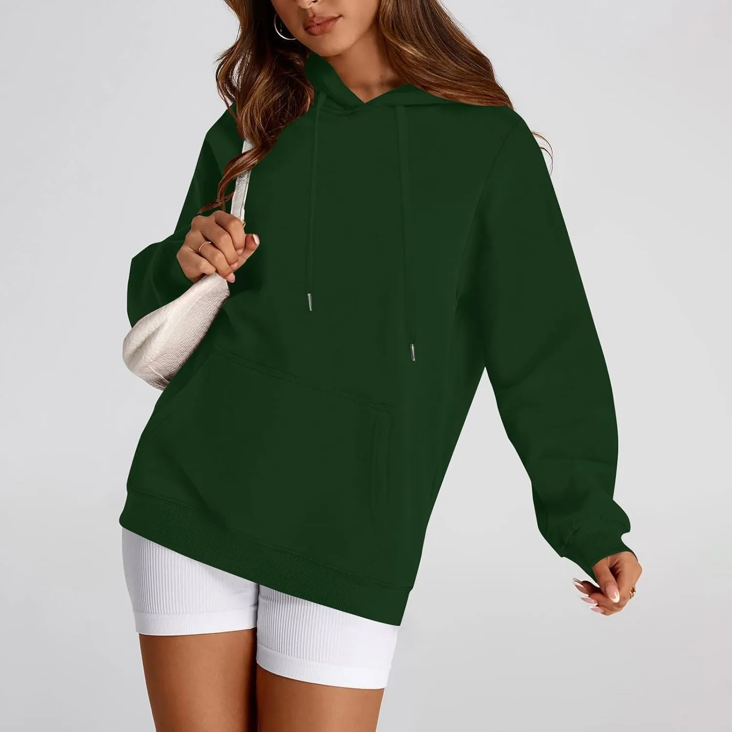 Hoodies for Women Drawstring Lightweight Fleece Oversized Sweatshirt Drop Shoulder Baggy Trendy Y2K Hoodie w/Pockets
