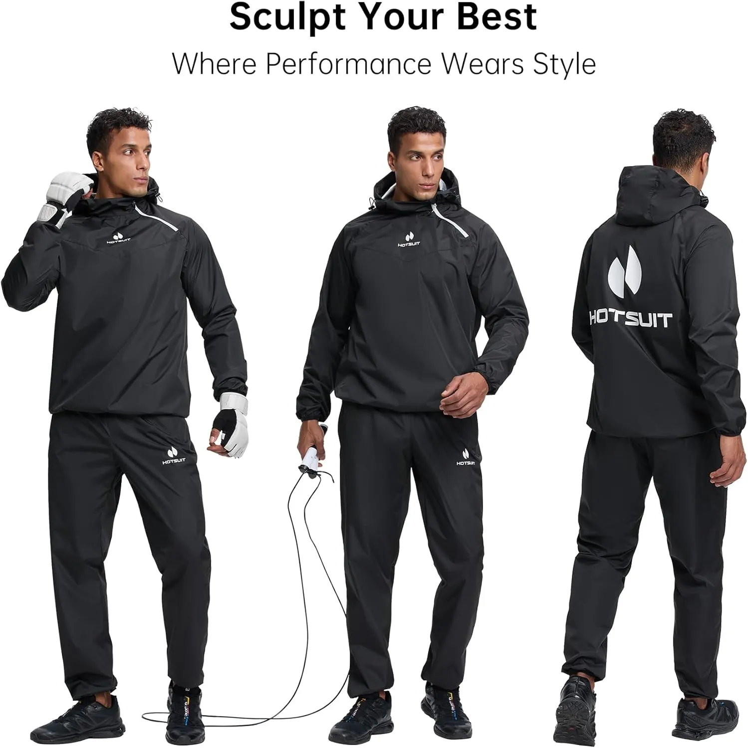 HOTSUIT Sauna Suit for Men Sweat Sauna Jacket Pant Gym Workout Sweat Suits