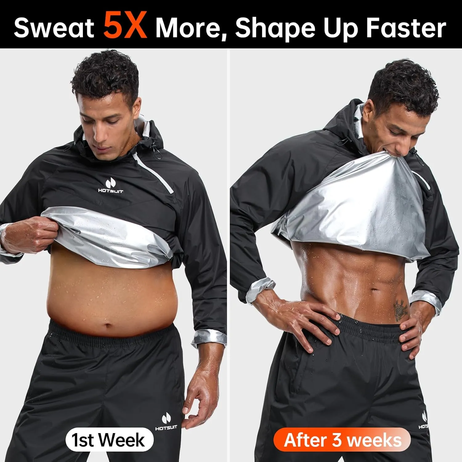 HOTSUIT Sauna Suit for Men Sweat Sauna Jacket Pant Gym Workout Sweat Suits