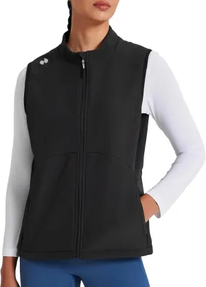 HOTSUIT Womens Lightweight Vest with 5 Pockets Windproof Sleeveless Jacket for Hiking Golf Vest, Black, M