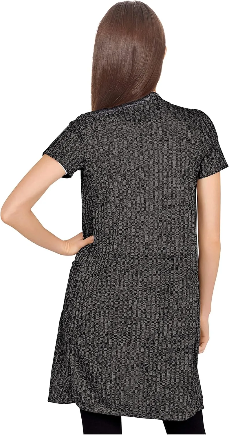 Hybrid & Company Womens Casual Short Sleeve Open Front Drape Cardigan