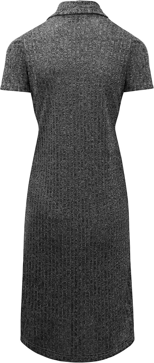 Hybrid & Company Womens Casual Short Sleeve Open Front Drape Cardigan