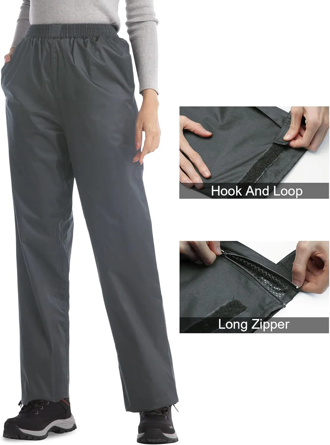 iCreek Women's Rain Pants Waterproof Hiking Pants Windproof Lightweight Over Pants Work Rain Outdoor for Golf, Fishing